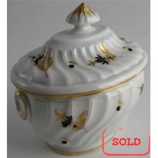 SOLD Chamberlain Worcester Oval Shanked Sucrier and Cover, Brown and Gilt Floral Decoration, Pattern 16, c1795 SOLD 